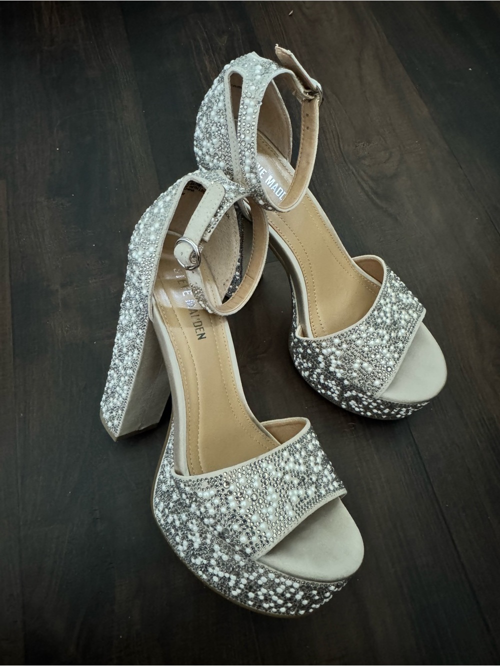 Steve Madden Peal & Rhinestone Platform Heels